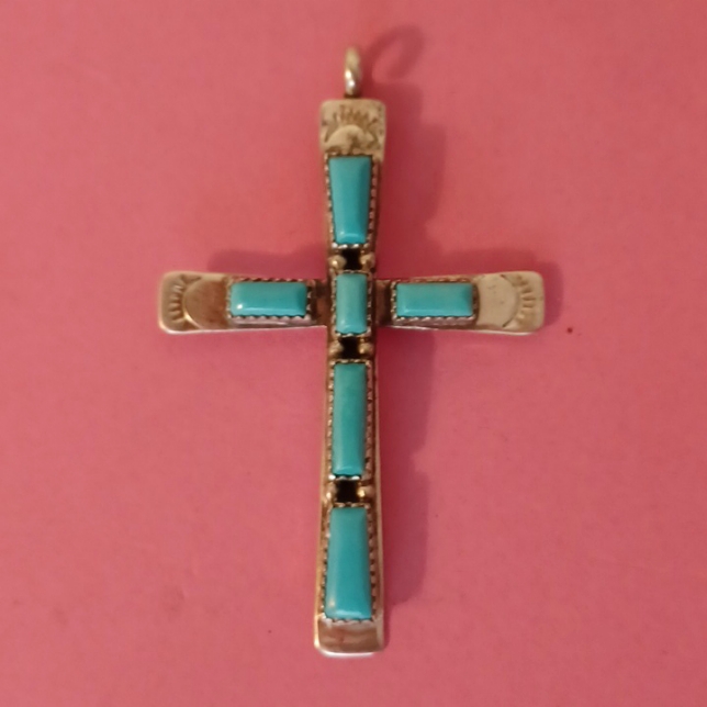 Happy HolidaysJays FindsGenuine Turquoise 925 Sterling SilverCross 50$